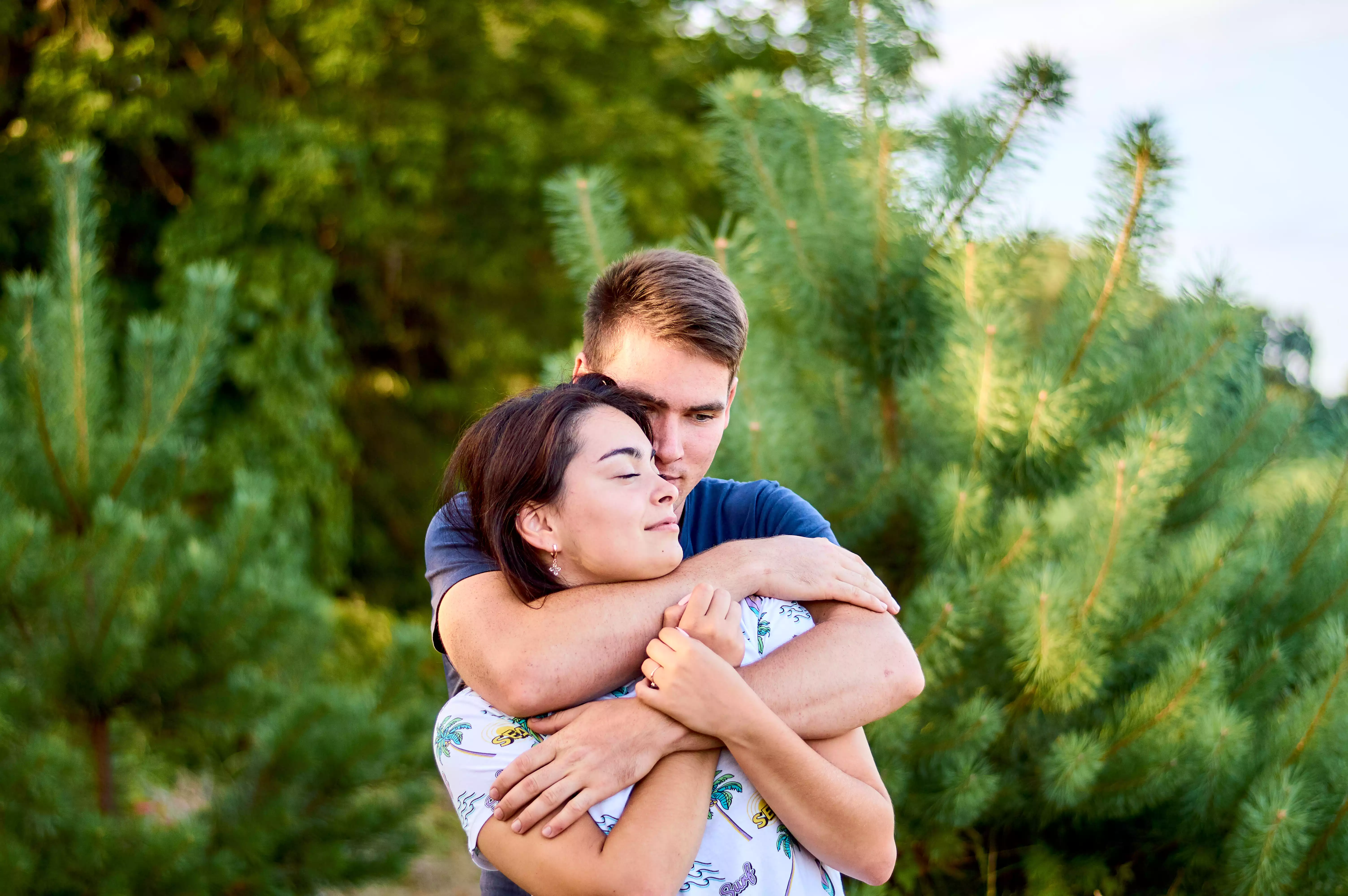 Couple in landscape, romantic